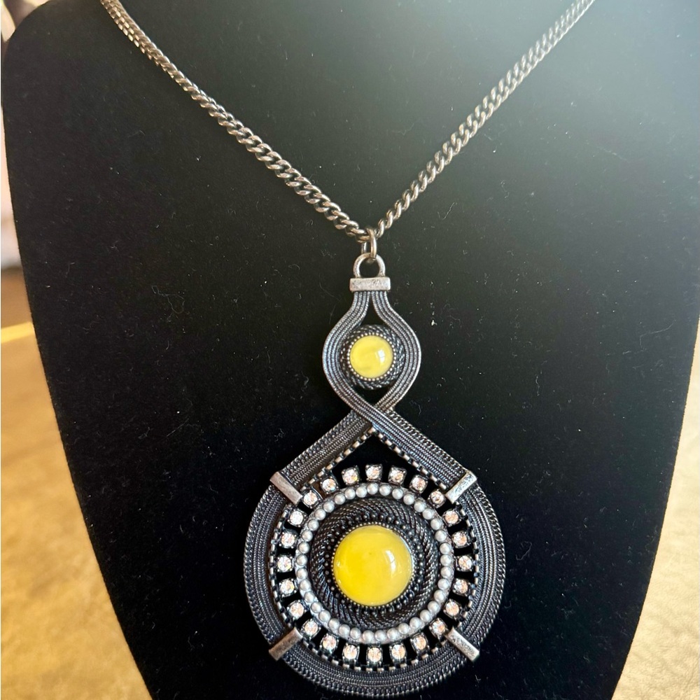Black and Yellow Infinity Pendant Necklace